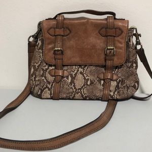 Cynthia Vincent Leather Snakeskin Print Purse Bag